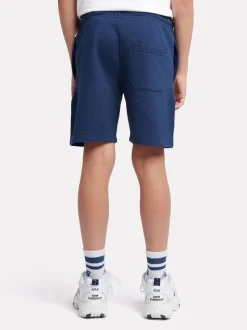 Bleu marine - Short en coton New Balance French terry à logo empilé