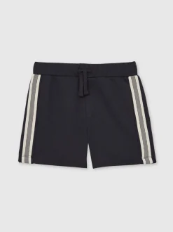 Bleu marine - Short Reiss Terry texturé à bandes latérales