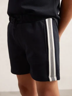 Bleu marine - Short Reiss Terry texturé à bandes latérales