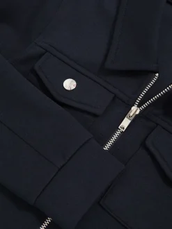 Bleu marine - Surchemise zippée en interlock haut de gamme Reiss Médina