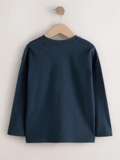 Bleu marine - T-shirt confortable à manches longues (3-16 ans)