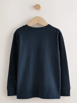 Bleu marine - T-shirt confortable à manches longues (3-16 ans)