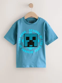 Bleu marine - T-shirt Minecraft à sequins (3-16ans)