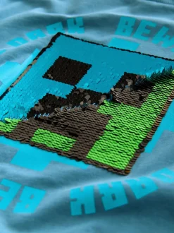 Bleu marine - T-shirt Minecraft à sequins (3-16ans)