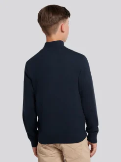 Bleu marine - U.S. Polo Assn. Pull quart de zip en maille riche en coton