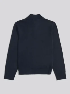 Bleu marine - U.S. Polo Assn. Pull quart de zip en maille riche en coton