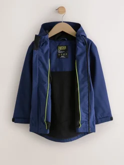 Bleu marine - Veste à capuche imperméable doublée de polaire (3-17ans)