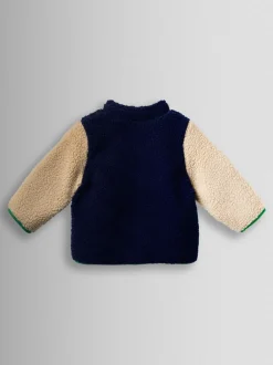 Bleu marine - Veste JoJo Maman Bébé à damier en Borg à capuche