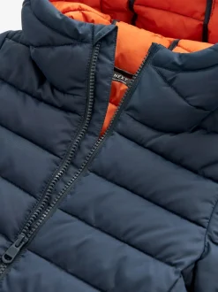Bleu marine - Veste matelassée à capuche de poids moyen (3-17ans)