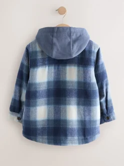 Bleu marine - Veste-chemise à carreaux à capuche doublée Borg (3-16ans)