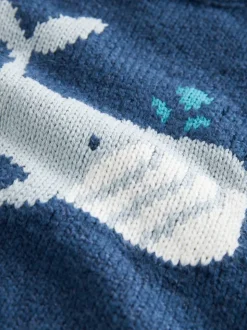 Bleu marine baleine - Pull tricoté (3mths-7yrs)