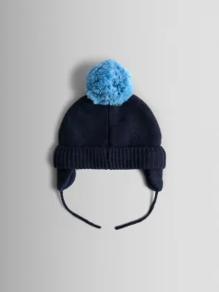 Bleu marine dinosaure - Chapeau JoJo Maman Bébé côtelé à pom-pom-pom