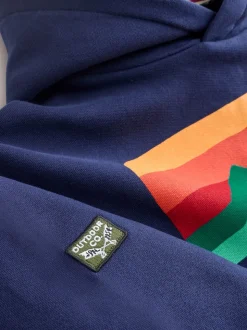 Bleu marine imprimés variés - Sweat à capuche Superdry