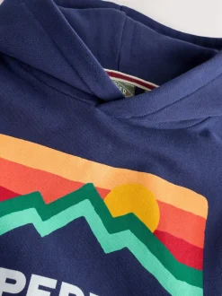 Bleu marine imprimés variés - Sweat à capuche Superdry