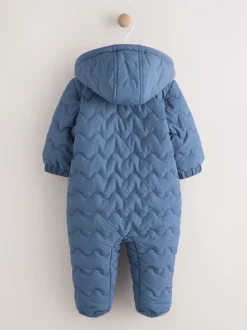 Bleu marine matelassé - Tout-en-un en nylon à capuche pour bébé (0-18mois)
