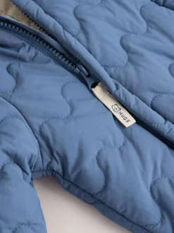 Bleu marine matelassé - Tout-en-un en nylon à capuche pour bébé (0-18mois)