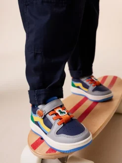 Bleu marine motif chiens - Baskets à lacets élastiques à fermeture tactile