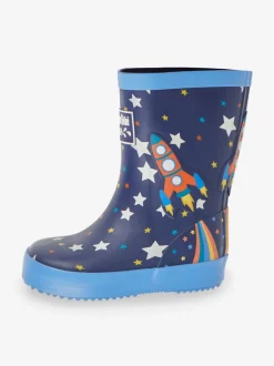 Bleu marine motif fusée - Bottes de pluie JoJo Maman Bébé unies