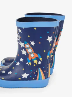 Bleu marine motif fusée - Bottes de pluie JoJo Maman Bébé unies