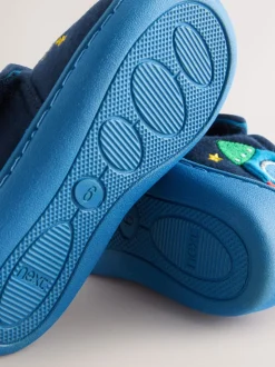 Bleu marine motif fusée - Chaussons Cupsole doublés chauds