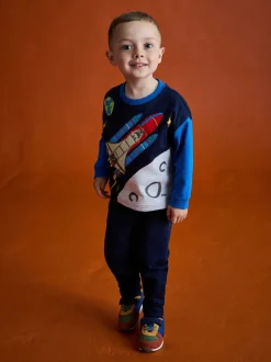 Bleu marine motif fusée - Ensemble 2pièces haut et legging JoJo Maman Bébé