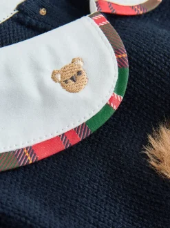 Bleu marine motif ours - Ensemble pull et legging en maille bébé (0mois-3ans)