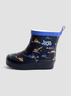 Bleu marine motif pelleteuse - Bottes de bien-être JoJo Maman Bébé courtes doublées et confortables