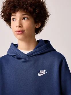 Bleu marine nocturne - Sweat à capuche Nike Club en polaire à enfiler