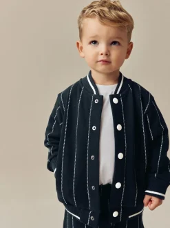 Bleu marine rayé - Ensemble veste et short Letterman en jersey 100% coton (3mois -7ans)