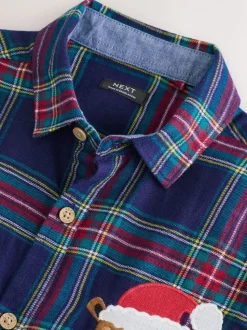 Bleu marine rouge - Chemise à carreaux de Noël à manches longues (3mois-10ans)