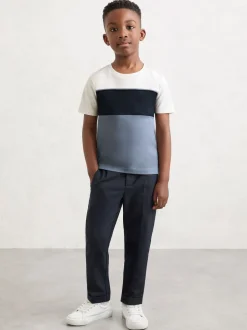 Bleu marine/bleu aviateur/Off White - T-shirt Reiss Cole en coton color block