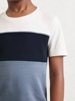 Bleu marine/bleu aviateur/Off White - T-shirt Reiss Cole en coton color block