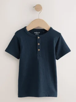 Bleu marine/bleu/pierre - T-shirts à manches courtes à col Henley Lot de 3 (3mois7ans)