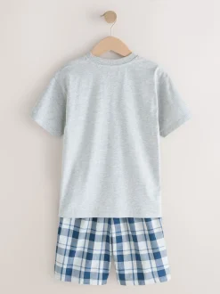 Bleu marine/gris - Lot de 2 pyjamas oversize tissés à carreaux (3-16ans)