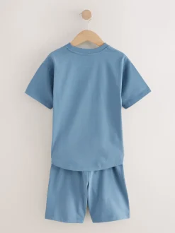 Bleu marine/gris uni - 100Pyjama court en coton % 2 Lot (3-16ans)