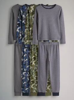 Bleu marine/kaki/gris anthracite - The Set lot de 4 Ensemble pyjamas en jersey de Coton Se blottir