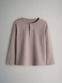 Bleu marine/Marron/Bleu/Crème - The Set lot de 4 t-shirts Henley en coton à manches longues