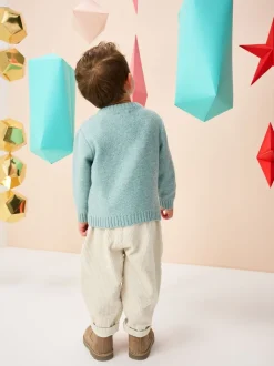 Bleu minéral - Pull de Noël en maille (3 mois-7 ans)