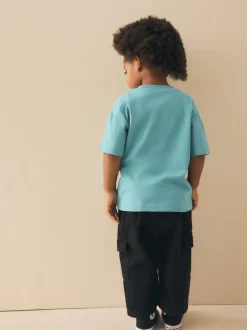 Bleu motif fusée - T-shirt interactif à manches courtes (3 mois à 7 ans)