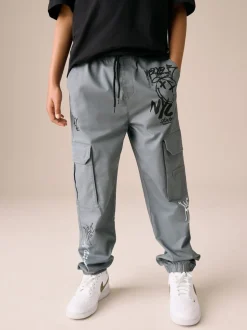 Bleu motif graffiti - Pantalon cargo (3-16ans)