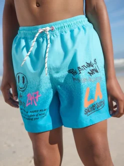 Bleu motif graffiti - Shorts de bain imprimés (3-16yrs)