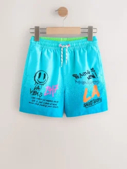 Bleu motif graffiti - Shorts de bain imprimés (3-16yrs)