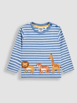 Bleu motif safari - Haut JoJo Maman Bébé à bordure appliquée