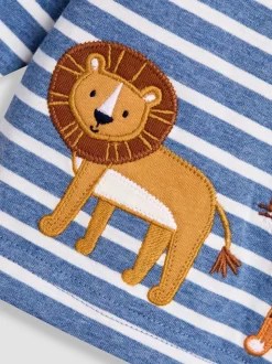 Bleu motif safari - Haut JoJo Maman Bébé à bordure appliquée