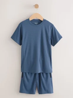 Bleu moyen - Ensemble t-shirt et short de sport (3-16 ans)