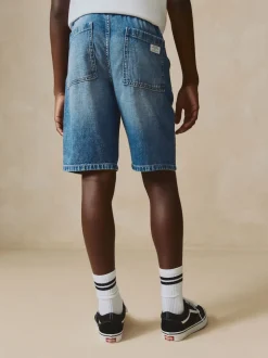 Bleu moyen - Short Bermuda Pull On en jean (3-16ans)