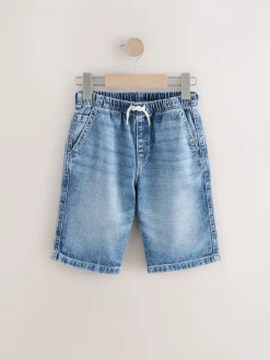 Bleu moyen - Short Bermuda Pull On en jean (3-16ans)
