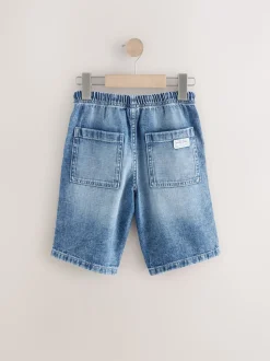 Bleu moyen - Short Bermuda Pull On en jean (3-16ans)