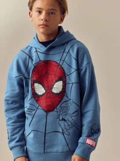 Bleu moyen - Sweat à capuche Spiderman à sequins Flip (3-16ans)