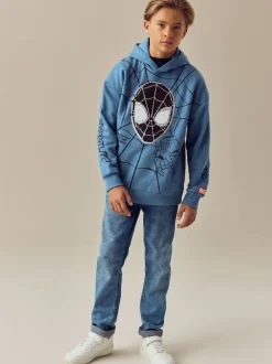 Bleu moyen - Sweat à capuche Spiderman à sequins Flip (3-16ans)
